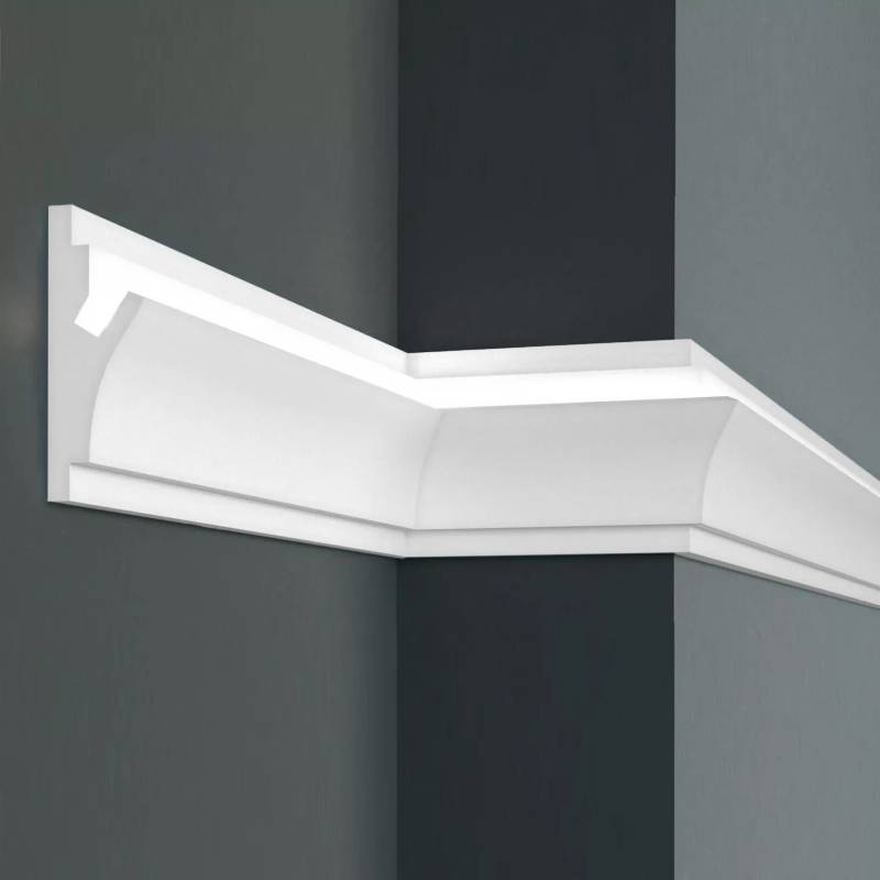 Elite Decor Lichtleiste KD402| Polystyrol 150 x 55 x 1150 mm Weiß Styropor Deckenleiste von Elite Decor