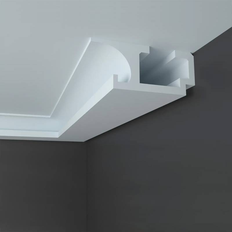 Elite Decor Lichtleiste KD409 Polystyrol 120 x 250 x 1150 mm Weiß Styropor Stuckleiste Deckenleiste von Elite Decor