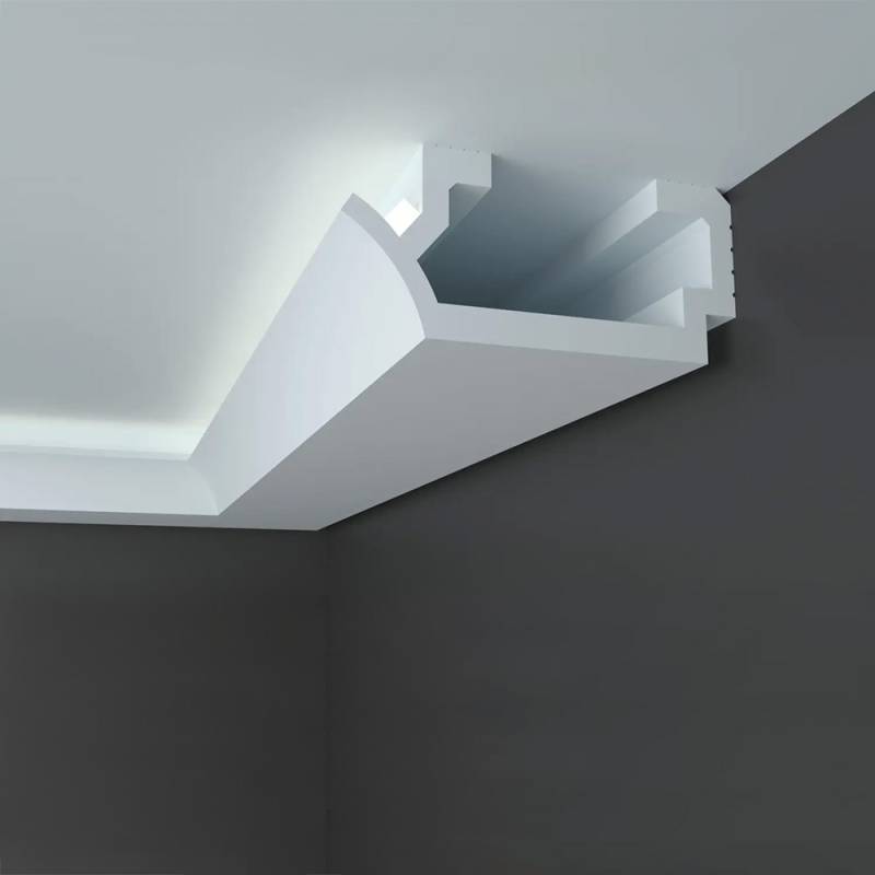 Elite Decor Lichtleiste KD410 Polystyrol 110 x 240 x 1150 mm Weiß Styropor Stuckleiste Deckenleiste von Elite Decor