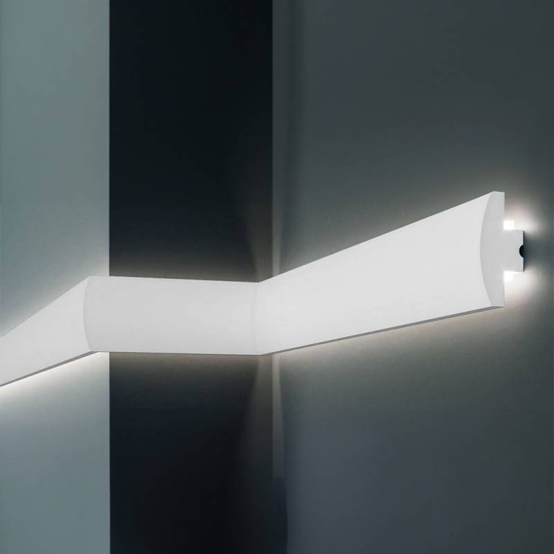 Elite Decor | Lichtleiste KD505| Polystyrol | 90 x 39 x 1150 mm | Weiß | Styropor Deckenleiste von Elite Decor