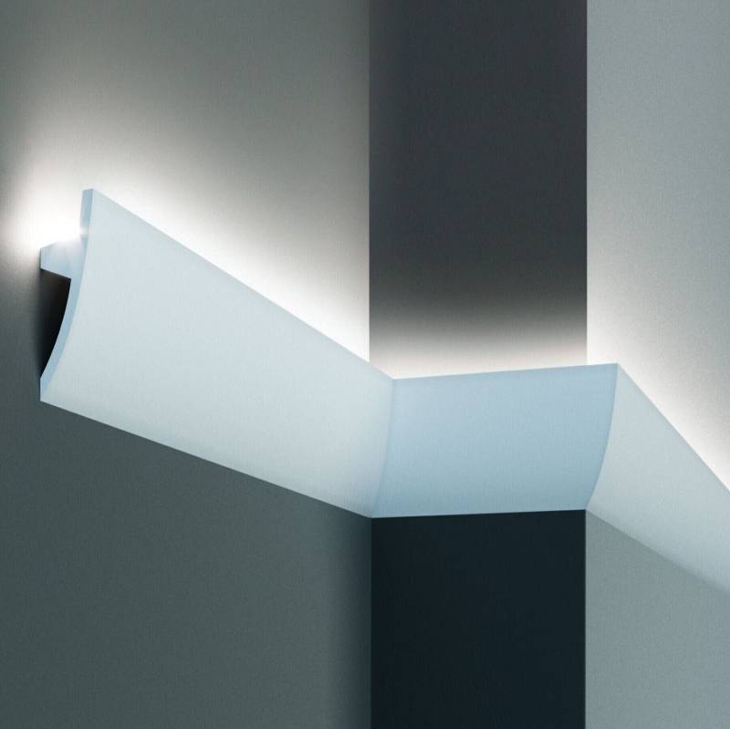 Elite Decor Lichtleiste KF502| Polyurethan 75 x 36 x 2000 mm Weiß Styropor Zierleiste von Elite Decor