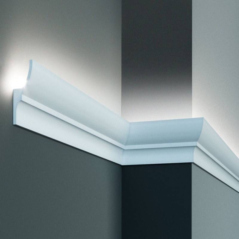 Elite Decor Lichtleiste KF701| Polyurethan 70 x 40 x 2000 mm Weiß Styropor Zierleiste von Elite Decor