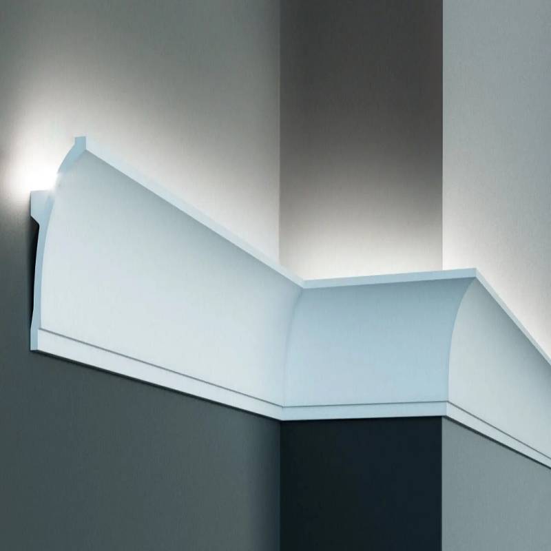 Elite Decor Lichtleiste KF704 | Polyurethan 100 x 50 x 2000 mm Weiß Styropor Zierleiste von Elite Decor