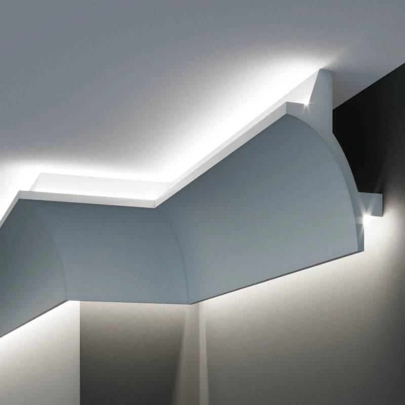 Elite Decor Lichtleiste KF706 | Polyurethan 115 x 115 x 2000 mm Weiß Styropor Deckenleiste von Elite Decor