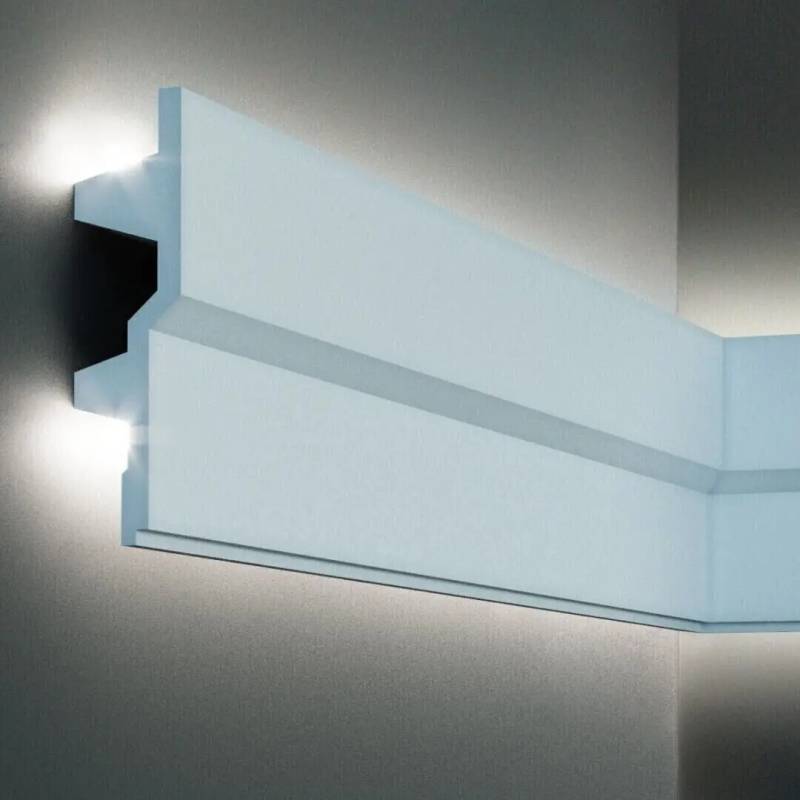 Elite Decor | Lichtleiste KF709 | Polystyrol | 40 x 150 x 2000 mm | Weiß | Styropor Zierleiste von Elite Decor
