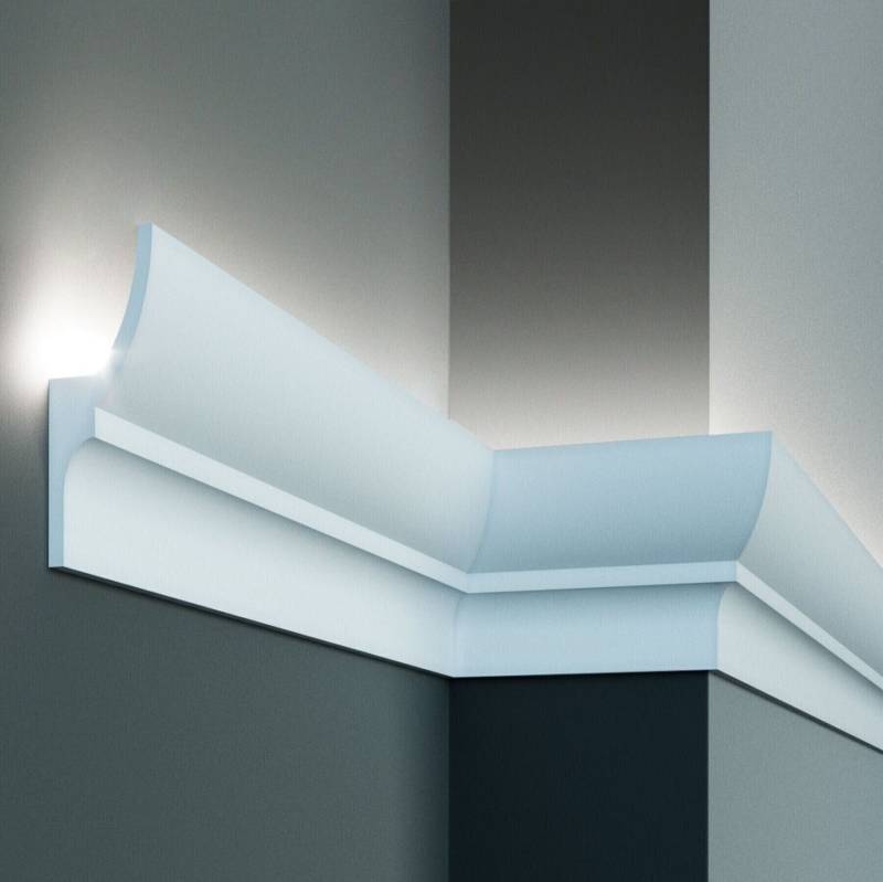 Elite Decor Lichtleiste KF712| Polyurethan 100 x 55 x 2000 mm Weiß Styropor Zierleiste von Elite Decor