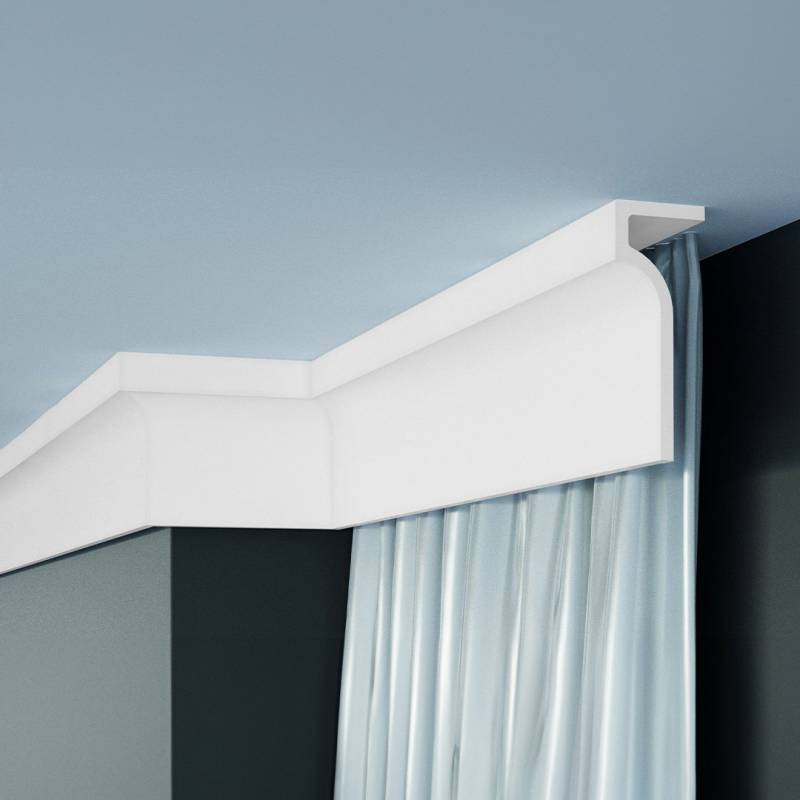 Elite Decor | Lichtleiste P891 | Polyurethan | 130 x 50 x 2000 mm | Weiß | Styropor Deckenleiste von Elite Decor