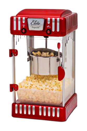 Elite Gourmet EPM-250# Popcornmaschine im klassischen Jahrmarkt-Design zum Hinstellen, Retro-Stil, heißes Kino-Popcorn mit Butter, 70 g, rot Elite Gourmet EPM-250# Popcornmaschine im klassischen Jahrmarkt-Design zum Hinstellen, Retro-Stil, heißes Kino-Popcorn mit Butter, 70 g, rot von Elite Gourmet