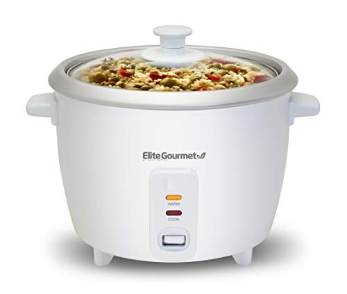 Elite Gourmet Elite Cuisine ERC-003# Elektrischer Reiskocher mit automatischer Warmhaltefunktion, macht Suppen, Eintöpfe, Getreide, heiße Cerealien, weiß, 6 Tassen gekocht (3 Tassen ungekocht) von Elite Gourmet
