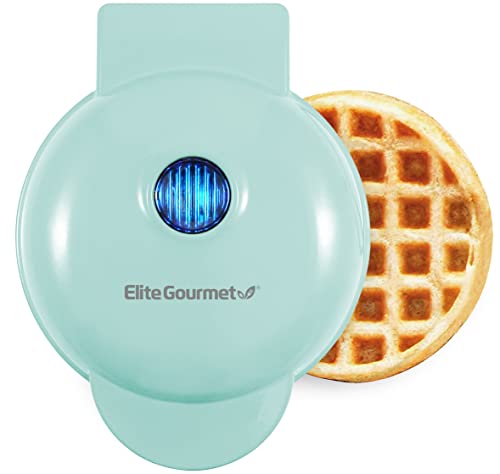 Elite Gourmet EWM015M Mini-Waffeleisen, elektrisch, mit Antihaftbeschichtung, Belgische Waffeln, kompaktes Design, Rösti, Keto, Snacks, Sandwiches, Eier, leicht zu reinigen, mintgrün von Elite Gourmet
