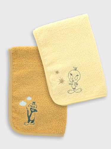 Elite Models Looney Tunes – Set mit 2 bestickten Handtüchern – Change für Babys – 30 x 45 cm – saugfähiges Frottee-Material – 100% Baumwolle – Sylvester, Titi – Offizielles Warner Bros Elite Models Looney Tunes – Set mit 2 bestickten Handtüchern – Change für Babys – 30 x 45 cm – saugfähiges Frottee-Material – 100% Baumwolle – Sylvester, Titi – Offizielles Warner Bros von LOONEY TUNES