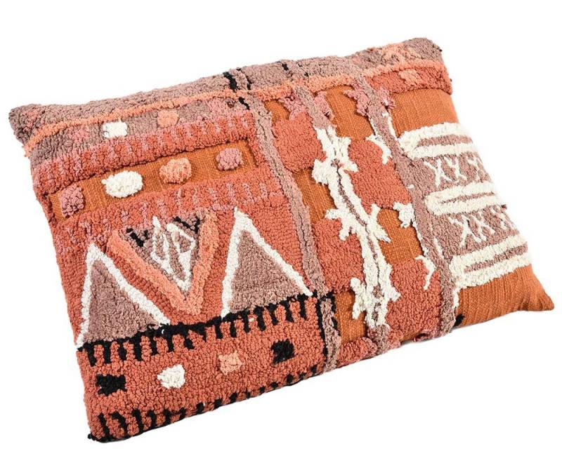 Elite Se´lections Dekokissen Elite Selections Boho Kissen Handmade Orange Dekokissen aus Baumwolle, 80% Wolle, 20% Baumwolle, Polyester-Füllung von Elite Se´lections