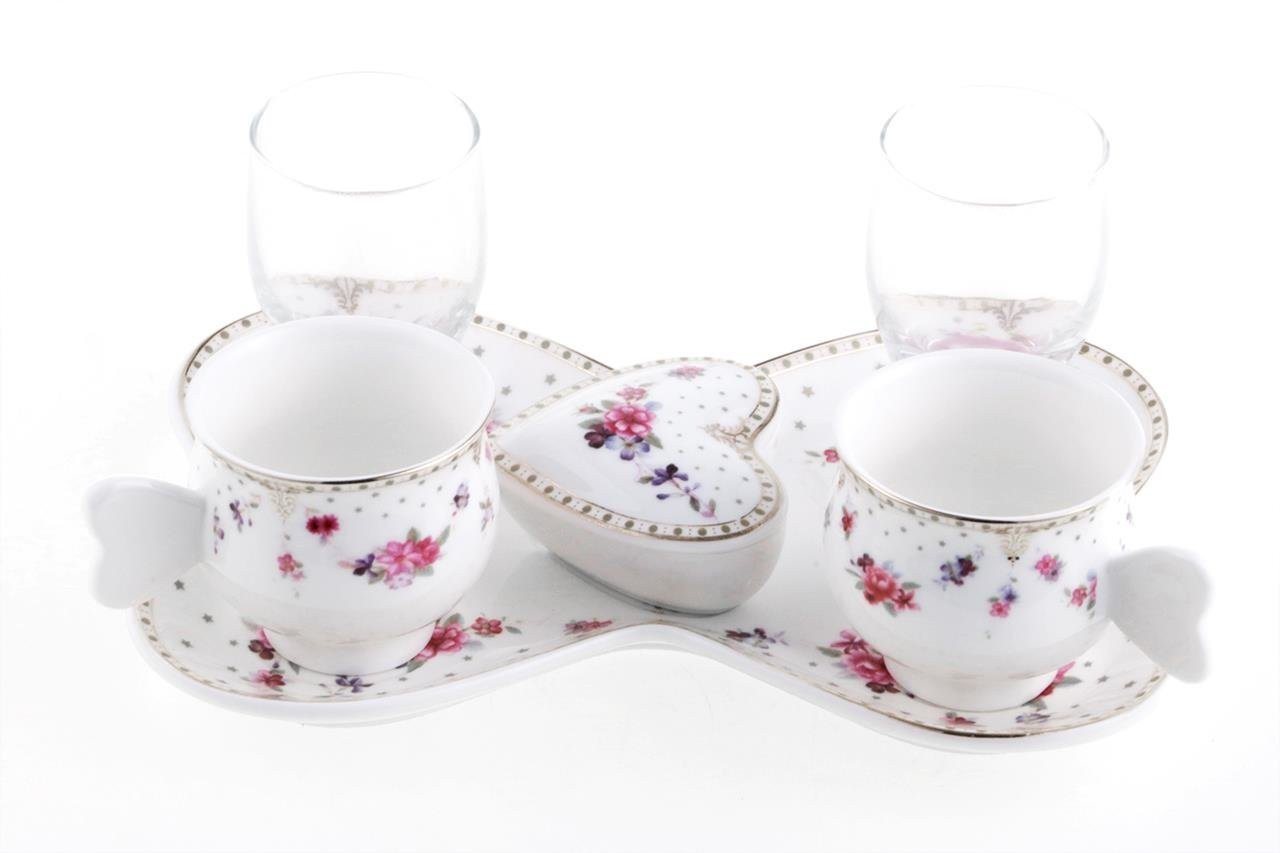 Elite Kaffeeservice 7-teiliges Kaffeetassen-Set für 2 Personen (7-tlg), Porzellan von Elite