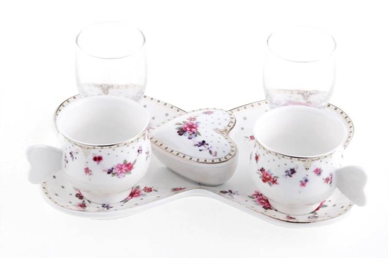 Elite Kaffeeservice 7-teiliges Kaffeetassen-Set für 2 Personen (7-tlg), Porzellan von Elite