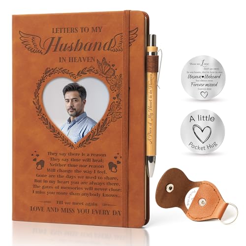 3 Pcs Memorial Gifts for Loss of Husband A5 Grief Journal Travel Diary with Heart Photo Window in Cover Remembrance Pocket Hug PU Leather Keychain & Pen, Loss of Husband Sympathy Bereavement Gift 3 Pcs Memorial Gifts for Loss of Husband A5 Grief Journal Travel Diary with Heart Photo Window in Cover Remembrance Pocket Hug PU Leather Keychain & Pen, Loss of Husband Sympathy Bereavement Gift von EliteSign