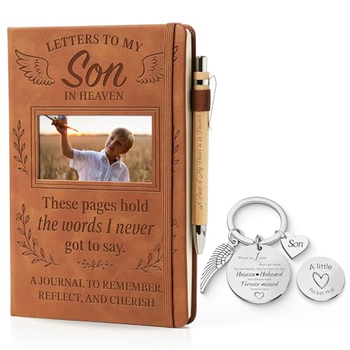 EliteSign Letters to My Son in Heaven Leather Journal with Photo Slot, Sympathy Gift for Loss of Son, Memorial A5 Notebook with Wood Pen & Keychain, Bereavement Gift for Grieving Parents EliteSign Letters to My Son in Heaven Leather Journal with Photo Slot, Sympathy Gift for Loss of Son, Memorial A5 Notebook with Wood Pen & Keychain, Bereavement Gift for Grieving Parents von EliteSign