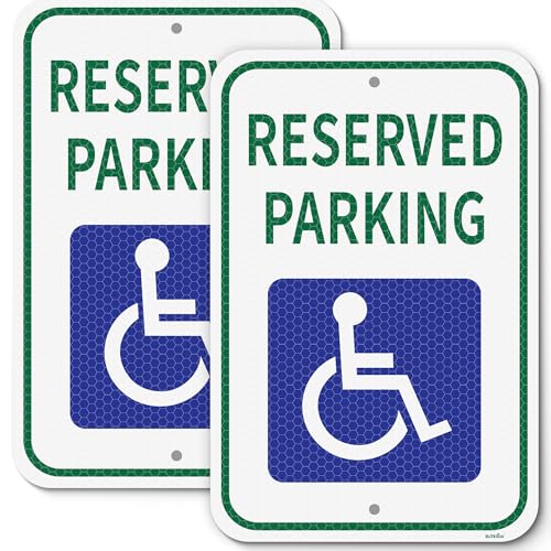 Metallschild mit Aufschrift "Reserved Parking Accessible", 2 Stück Metallschild mit Aufschrift "Reserved Parking Accessible", 2 Stück von EliteSign