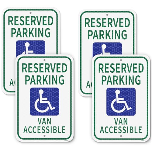 Metallschild mit Aufschrift "Reserved Parking Van Accessible", 4 Stück Metallschild mit Aufschrift "Reserved Parking Van Accessible", 4 Stück von EliteSign