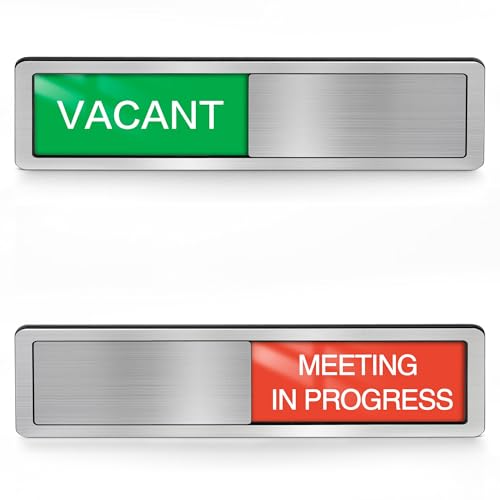 Türschild mit Aufschrift "Meeting in Progress, Vacant Occupied Signs, Magnetic Office Door Signs, Privacy Slider Sign for Conference Room, Home Office, Therapy Tells whether Room Available or in a von EliteSign