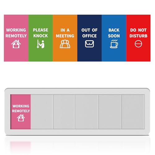 Türschilder für Büro, 6 Optionen, Aufschrift "Do Not Disturb, Please Knock, In A Meeting, Out Of Office, Working Remotely Back Soon", Sichtschutz-Türschieberschild für Meeting- und Konferenzraum von EliteSign