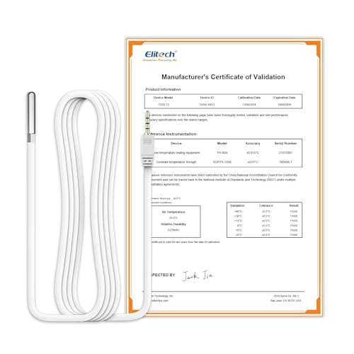 Elitech Temperatursensor für RCW-360Pro mit Temperaturbereich von -40 bis 80°C – 5 Meter Externer Sensor für präzise Datenlogger-Messungen von Elitech