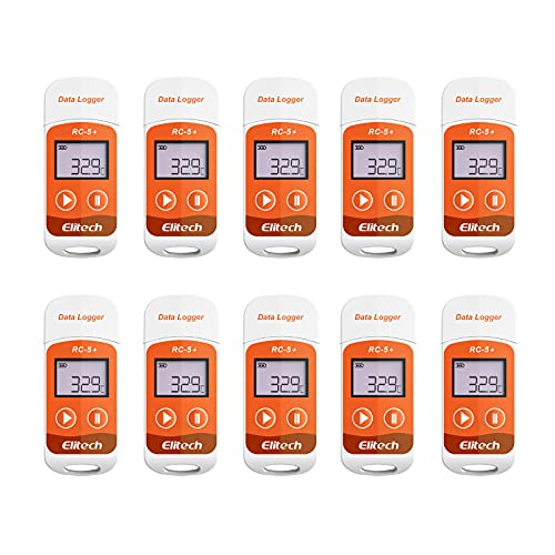 Elitech RC-5+ Digital USB Temperatur Datenlogger Wiederverwendbarer Rekorder PDF&CSV Kühlschrankthermometer 32000 Punkte Hohe Genauigkeit 10Pack von Elitech