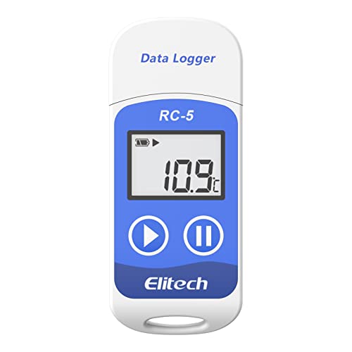 Elitech RC-5 USB Temperatur Datenlogger,Temp Rekorder Automatisch Generierte PDF-/CSV-Berichte, Hohe Genauigkeit Temperatur 32000 Punkte, Software Für Mac Und PC von Elitech