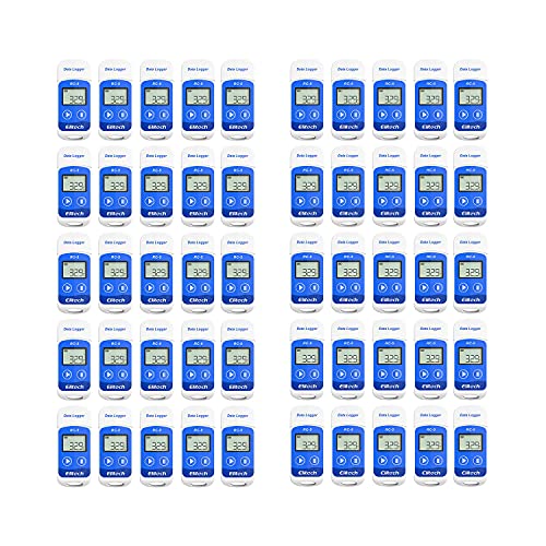 Elitech RC-5 Temperatur Datenlogger - Mini USB Temp Rekorder Interner Externer Sensor Hohe Genauigkeit Temperatur Data Logger 32000 Punkte Record Wasserdicht nach IP65 (50Packungen) von Elitech