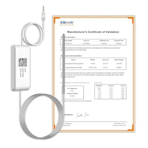 Elitech Ultra-Niedrig-Temperatursensor für RCW-360Pro mit Temperaturbereich von -200 bis 150°C – 3 Meter Externer Sensor für präzise Messungen von Elitech