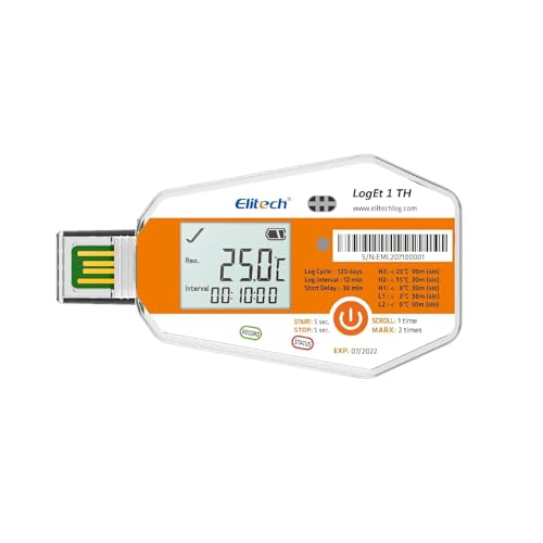 Elitech WHO PQS-zertifiziert Temperatur- und Feuchtigkeits-Datenlogger mit Lichtsensor (PDF-Bericht/USB) Einweg-Temperatur- und Feuchtigkeitsrecorder für Impfstoff-Kühlketten LogEt1-TH von Elitech