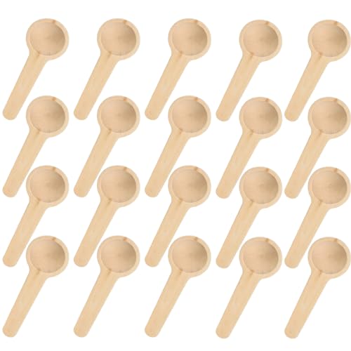 20 Stück Runder Holzlöffel Klein Küchenlöffel, Kochlöffel aus Holz Mini Gewürzlöffel Salzlöffel für Marmeladengläser Dessertlöffel Zucker Kaffee Tee von Elitecran