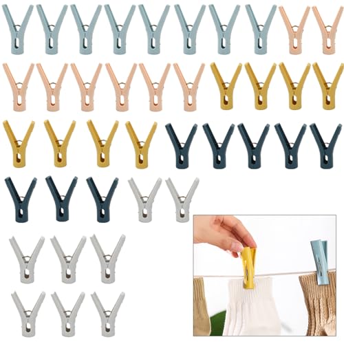 40 Stück Bunt Wäscheklammern für Wäscheleine, Badetuch Strandtuchklammern Clips, Stabile Plastik Wascheklammern Wäscheklammer Kunststoff Handtuch Klammern Bunte für Kleidung, Socken von Elitecran