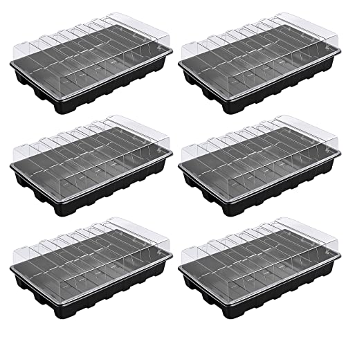 6 Stück Kunststoff Anzuchtschalen ohne Bodenlöcher, Garden Greenhouse Plant Tray, Setzling Starter Tabletts, Treibhaus Anzuchtschale mit Deckel, Treibhaus Anzuchtschale für Pflanzen Anzuchten Garten von Elitecran
