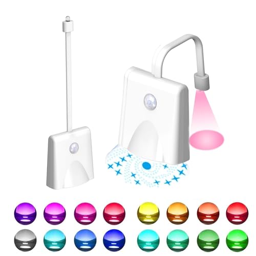 Elitecran 16 Farben Toiletten LED-Licht, Toilette WC Licht mit Projektorlampe, USB Ladung Bewegungssensor Lichtsensor Wasserdicht Nachtlicht für Waschraum Badezimmer Toilettenbeleuchtung von Elitecran