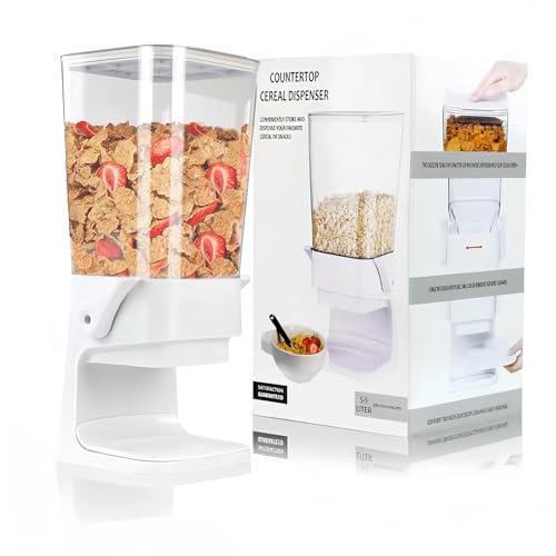 Elitecran Lebensmittelspender aus Kunststoff, 5.5L Getreidespender Müslispender, Lebensmittel-Spender für Getreide, Trockenfutter-Spender Vorratsbehälter, Müsli-Spender, Cornflakes Spender von Elitecran