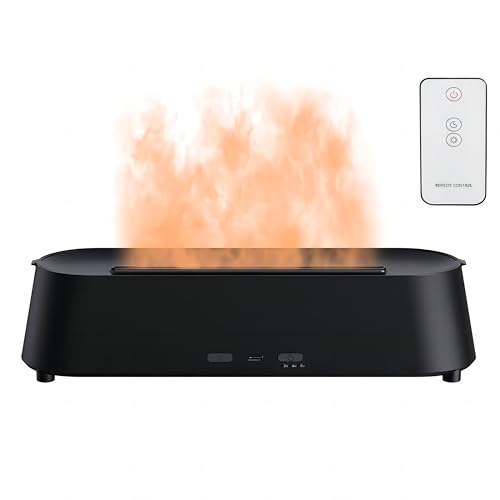 Flammen Aromatherapie Diffusor, 200ml Diffuser für DuftöL mit Fernbedienung, 7 Farben LED-Lichteffekte Raumduft Humidifier, Ultraschall Vernebler Luftbefeuchter mit Wasserlose Abschaltautomatik Flammen Aromatherapie Diffusor, 200ml Diffuser für DuftöL mit Fernbedienung, 7 Farben LED-Lichteffekte Raumduft Humidifier, Ultraschall Vernebler Luftbefeuchter mit Wasserlose Abschaltautomatik von Elitecran