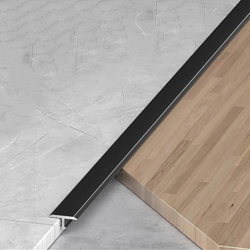 10 mm und 2,5 cm Übergangsstreifen, T-Form, Vinyl-Teppich-/Fliesenteiler, flache Schwellenleiste zum Verbinden von Lücken, Kantennahtabdeckung für Laminatböden (schwarz, 25 mm) von Elitix
