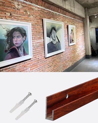 Elitix Bilderschienen Aufhängesystem Hakensystem für Museumsbilder mit Schraube, Verstellbare Lange Stahlseilschiene zum Aufhängen Dekorativer Kunstwerke(Red,54"/137cm Track) von Elitix