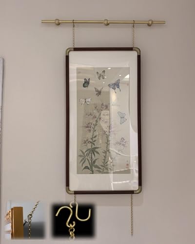 Elitix Bilderschienen Aufhängesystem Messing-Bilderschiene mit Haken und Halterungen, Wand-Fotoschienensystem, 90 cm, 120 cm, 240 cm, Kunstwerkschiene für Kirchenmuseen(70.8inch/5.9ft/180cm) von Elitix