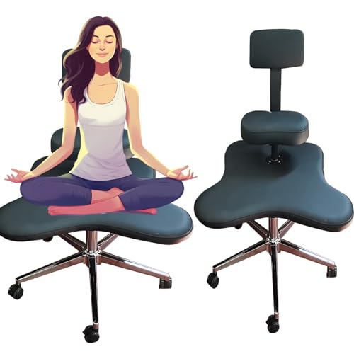 Elitix Kniestuhl Ergonomische Kreuzungsstuhl mit Gekröntem Bein mit Rädern, Verstellbare Meditationshocker -Sitzplätze Armless, Erwachsene Schreibtischsitz, um Kreuzbein zu Sitzen (Color : Black) von Elitix