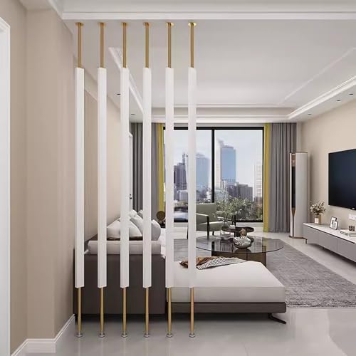 Elitix Paravent Raumteiler Tragbare Trennwandlamellen als Raumteiler Vom Boden Bis zur Decke, Sichtschutzzaun-Set mit 6 Pfosten/Dekorative Säulenstützen, Trennwände in Säulenform(250cm(8.2ft)) von Elitix