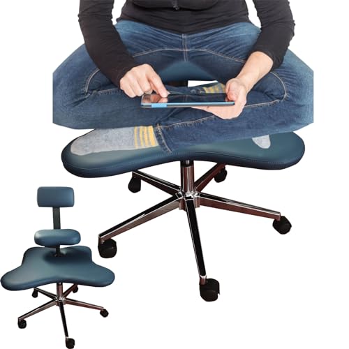 Kniestuhl 5-Rollen-Stühle mit Gekreuzten Beinen, Höhenverstellbar, Meditationsstuhl für Erwachsene für Computerarbeiter und Yoga-Liebhaber, Breiter Büro-PU-Sitz mit Gekreuzten Beinen ( Color : Blue ) von Elitix