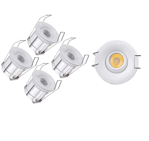 Elitlife 5er Mini Einbaustrahler Minispot Einbauleuchte LED led Einbaustrahler Set (Stil 1, 5 * 1W Warmweiß Mini Einbaustrahler) von Elitlife