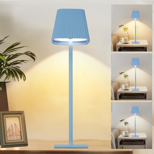 6000mAh Tischlampe Kabellos, 3 in 1 LED Tischlampe Akku, Dimmbare Nachttischlampe, Led Akku Tischleuchte, Wiederaufladbar Warmweiß(2700k-6500k), IP54 Touch Tischlampe, Outdoor Flaschenlampe Lumelia von Elitlife