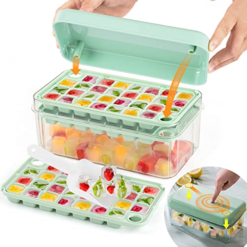 Eiswürfelformen mit Deckel und Behälter, Mini eiswürfelbehälter Eiswürfel, 60 Stück BPA-frei Ice Cube Tray Einfaches Drücken, Trennt Schnell Eiswürfel mit Behälter Stauraum Eiswürfelform von Elitlife