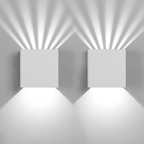 Elitlife 2 Stück Außenwandleuchten Aussenleuchte Wand LED Wandleuchte Außen Wandlampe Wasserdicht IP65 Innen Wandleuchte Wandbeleuchtung für Flur Weg Veranda Schlafzimmer (Kaltweiß/weiß) von Elitlife
