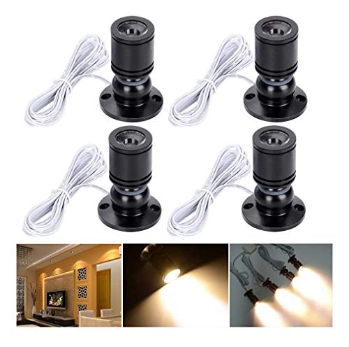 Elitlife 4 Set Mini LED Einbaustrahler Minispot Einbauleuchte LED Schrankleuchte Aluminium Kaltweiß mit Transformer Silber Kleiderschrank(Schwarz Warmweiß) von Elitlife