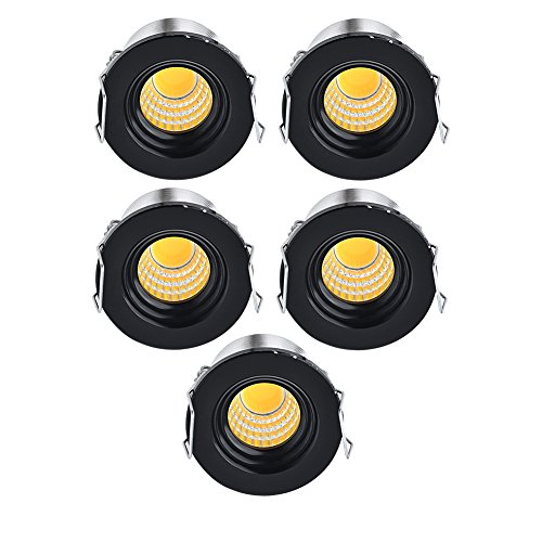 Elitlife 5 Pack Recessed LED Aluminium Mini Klein Einbaustrahler 230 V Warm White (3000 K) von Elitlife