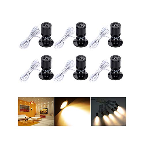 Elitlife 6 Set Mini LED Einbaustrahler Minispot Einbauleuchte LED Schrankleuchte Aluminium Kaltweiß mit Transformer Silber Kleiderschrank(Schwarz Warmweiß) von Elitlife