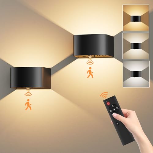 Elitlife Akku Wandleuchte, 5500mAh - Wandlampe Mit Bewegungssensor, LED Wandlampe Innen Mit 3 Farben - Up and Down Innen Led Wandleuchte Mit 3 Modi Fernbedienung- Lampe Schwarz Mit Batterie Wandlicht Elitlife Akku Wandleuchte, 5500mAh - Wandlampe Mit Bewegungssensor, LED Wandlampe Innen Mit 3 Farben - Up and Down Innen Led Wandleuchte Mit 3 Modi Fernbedienung- Lampe Schwarz Mit Batterie Wandlicht von Elitlife